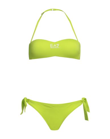Ea7 Woman Bikini Acid Green Size 6 Polyester, Elastane