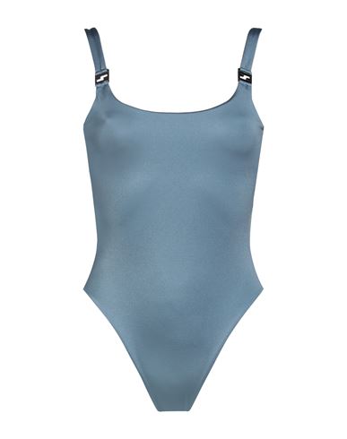 Fendi Light-blue One-piece Swimsuit With Metal Ff Detail In Polyamide Woman