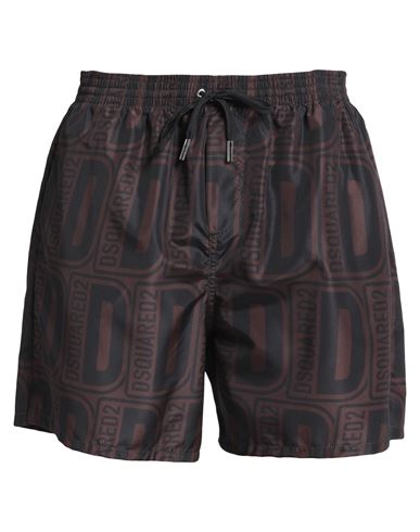 Dsquared2 Man Swim Trunks Dark Brown Size 38 Polyester