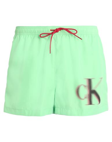 Shop Calvin Klein Man Swim Trunks Light Green Size Xl Polyester