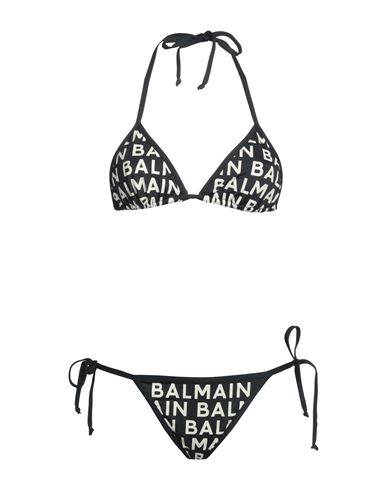 Balmain Black & Off-white Print Bikini In 022 Black/ivory