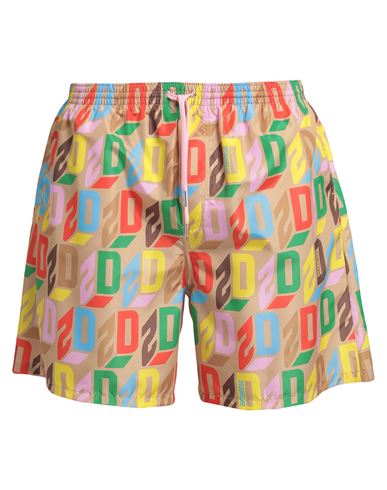 Dsquared2 Man Swim Trunks Camel Size 34 Polyester In Beige
