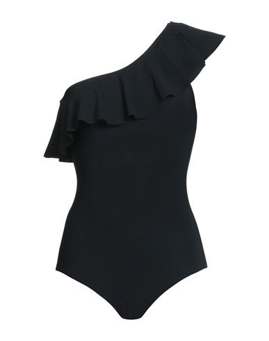 Isabel Marant Black Ruffle-trim One-shoulder Swimsuit In Black