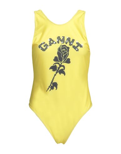 Shop Ganni Woman One-piece Swimsuit Yellow Size 6 Recycled Polyester, Elastane
