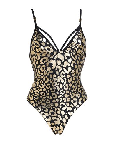 Shop Moschino Woman One-piece Swimsuit Gold Size 12 Polyamide, Elastane, Polyurethane