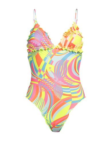 F**k Project Woman One-piece Swimsuit Acid Green Size S Polyester, Elastane