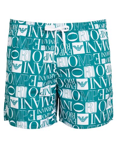 Shop Emporio Armani Man Swim Trunks Green Size 36 Polyester