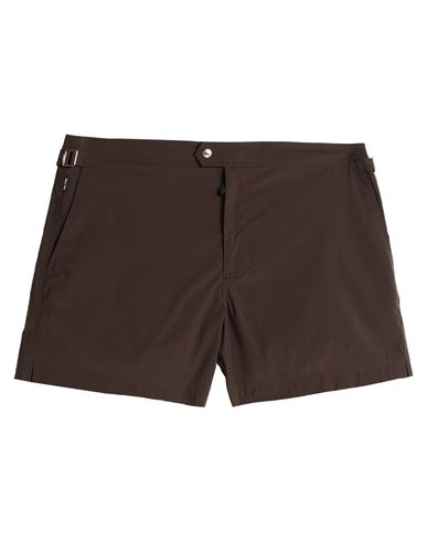 Shop Tom Ford Man Swim Trunks Dark Brown Size 38 Polyester