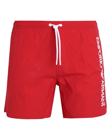 Shop Emporio Armani Mens Woven Boxer Man Swim Trunks Red Size 38 Polyamide