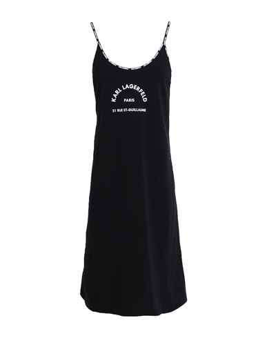 Karl Lagerfeld Logo Short Beach Dress Woman Cover-up Black Size L Organic Cotton, Elastane