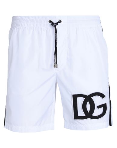 Dolce & Gabbana Beachwear Man Swim Trunks White Size 40 Polyester