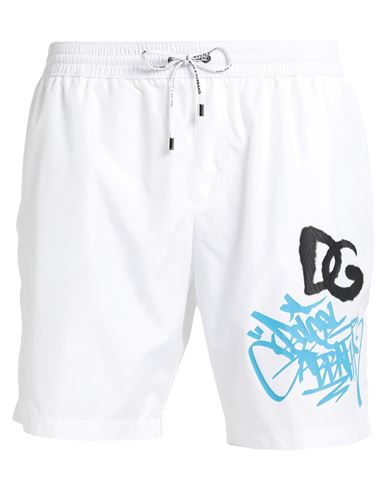 Shop Dolce & Gabbana Beachwear Man Swim Trunks White Size 40 Polyester