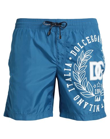 Shop Dolce & Gabbana Beachwear Man Swim Trunks Azure Size 38 Polyester In Blue