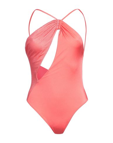 Shop Cotazur Woman One-piece Swimsuit Coral Size S Polyester, Polyamide, Elastane In Red