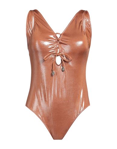 Cotazur Woman One-piece Swimsuit Camel Size 10 Polyester, Elastane In Brown