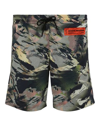 Shop Heron Preston Camouflage Swimshorts Man Swim Trunks Multicolored Size Xl Polyester In Fantasy