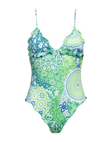 F**k Project Woman One-piece Swimsuit Green Size L Polyester, Elastane In Multi