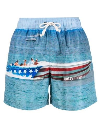 Shop Palm Angels Blue Swim Boxers Man Swim Trunks Blue Size L Polyester