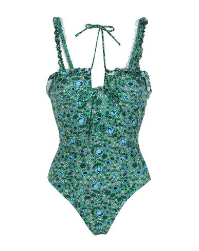 Topshop Woman One-piece Swimsuit Green Size 4 Polyamide, Elastane