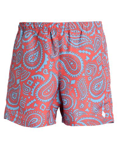 Marcelo Burlon County Of Milan Marcelo Burlon Man Swim Trunks Tomato Red Size M Polyester In Tomato Red