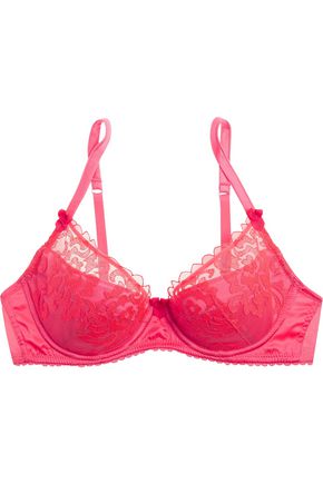 MIMI HOLLIDAY by DAMARIS Disco lace-paneled silk-blend satin underwired plunge bra
