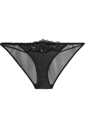 HEIDI KLUM INTIMATES Sublime Ribelle low-rise lace-paneled silk-blend satin briefs