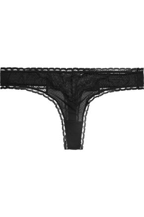 Click to view more detailed imagery on our partner's website Stella Mccartney Woman Meg Alluring Low-rise Swiss-dot Stretch-jersey Thong Black