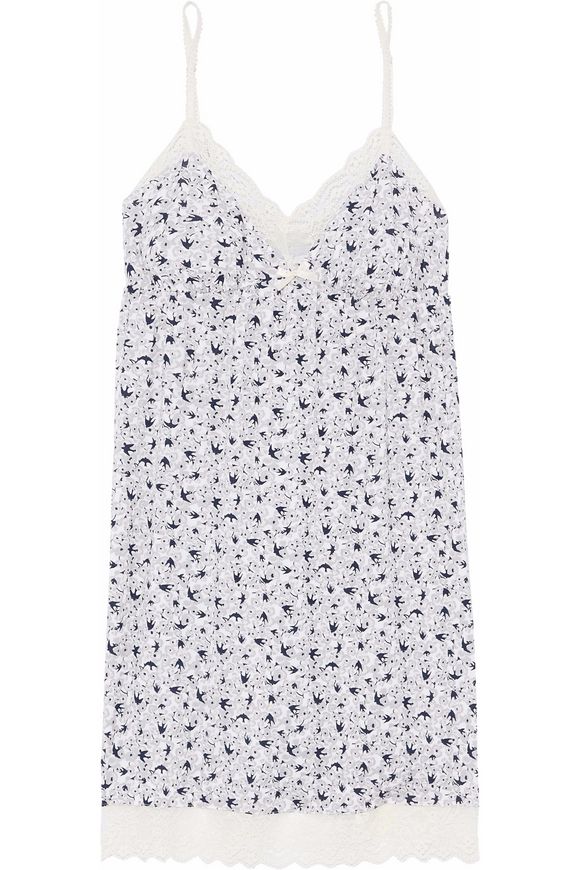 Lace-trimmed printed modal-blend chemise | EBERJEY | Sale up to 70% off ...