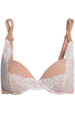 STELLA MCCARTNEY WOMAN LACE AND STRETCH-JERSEY UNDERWIRED BRA ANTIQUE ROSE,GB 4772211930226304