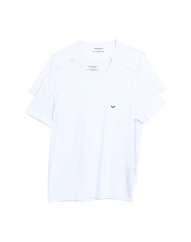 Emporio Armani Mens Knit 2pack T-sh Man Undershirt White Size L Cotton, Elastane