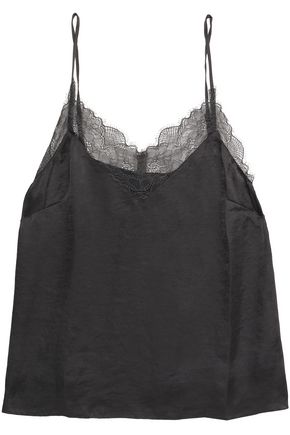 LOVE STORIES WOMAN CAMELIA LACE-TRIMMED SATEEN CAMISOLE DARK GRAY,US 7789028783999003