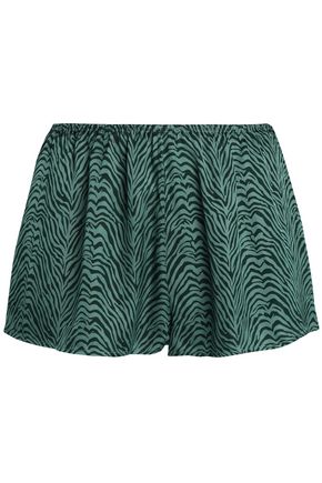LOVE STORIES Zebra-print sateen pajama shorts,US 82673811983490