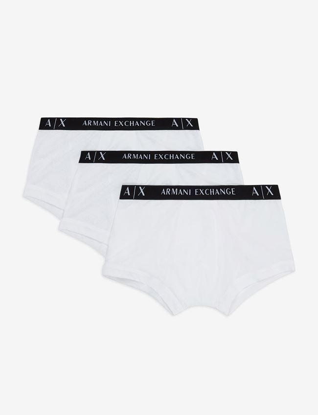 Armani Exchange Boxer Bianco Cotone, Elastan