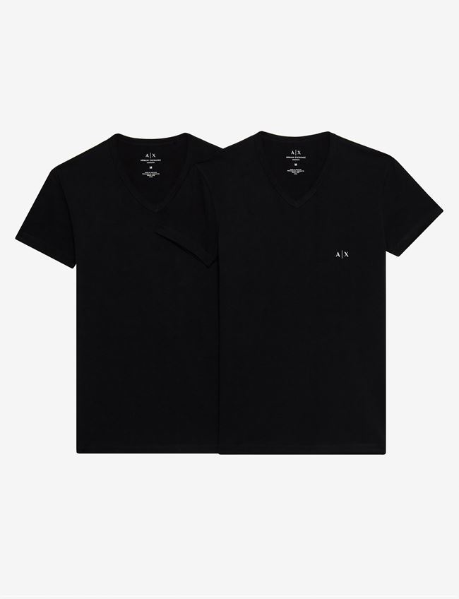 Armani Exchange Maglietta Intima Nero Cotone, Elastan