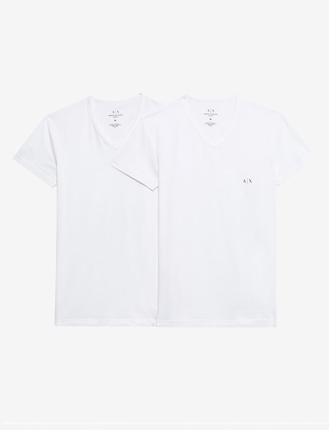Armani Exchange Maglietta Intima Bianco Cotone, Elastan
