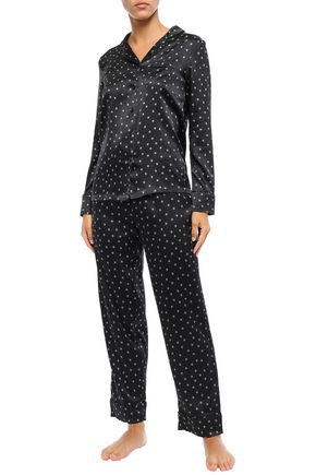 Stella Mccartney Betty Twinkling Printed Silk-blend Satin Pajama Top In Black