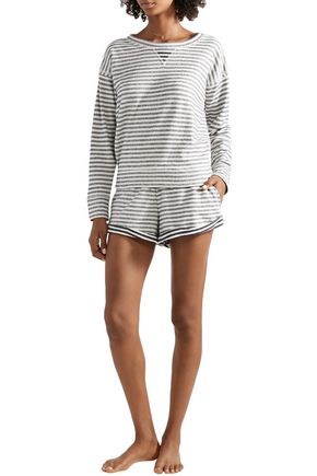 Click to view more detailed imagery on our partner's website Skin Charlie Striped Cotton-jersey Pajama Top In Navy