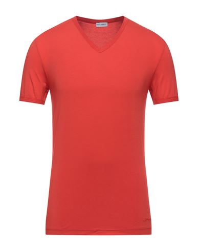 Dolce & Gabbana Underwear Man Undershirt Coral Size 34 Cotton, Elastane In Red
