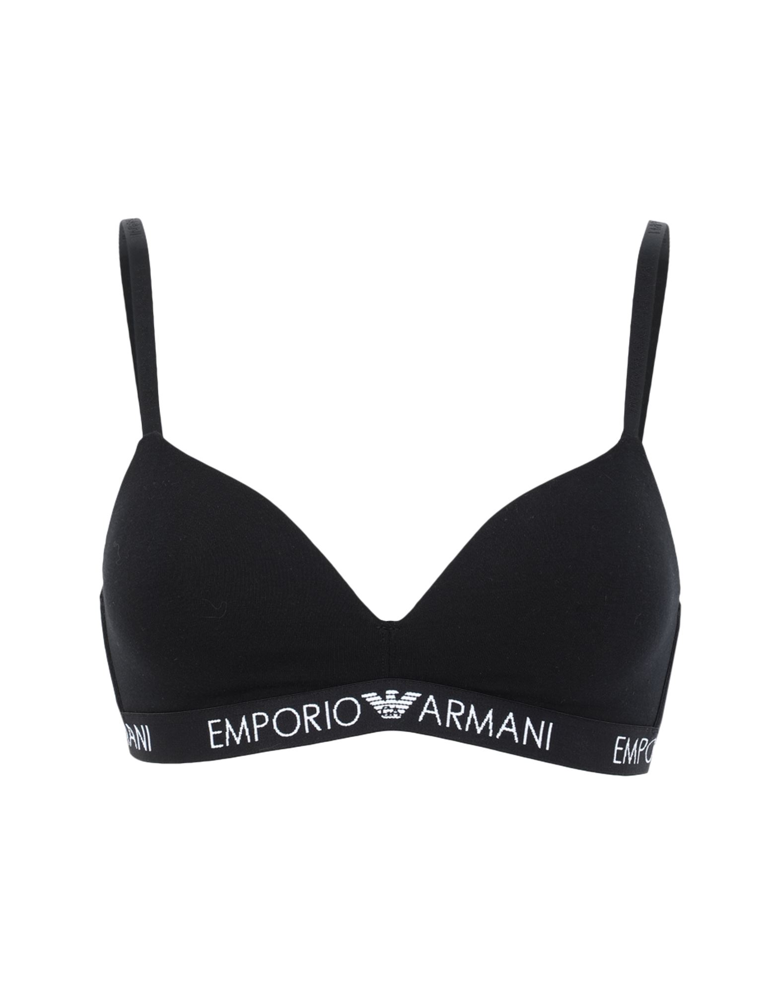 《セール開催中》EMPORIO ARMANI レディース ブラジャー ブラック S コットン 95% / ポリウレタン 5% PADDED TRIANGLE BRA ICONIC COTTON