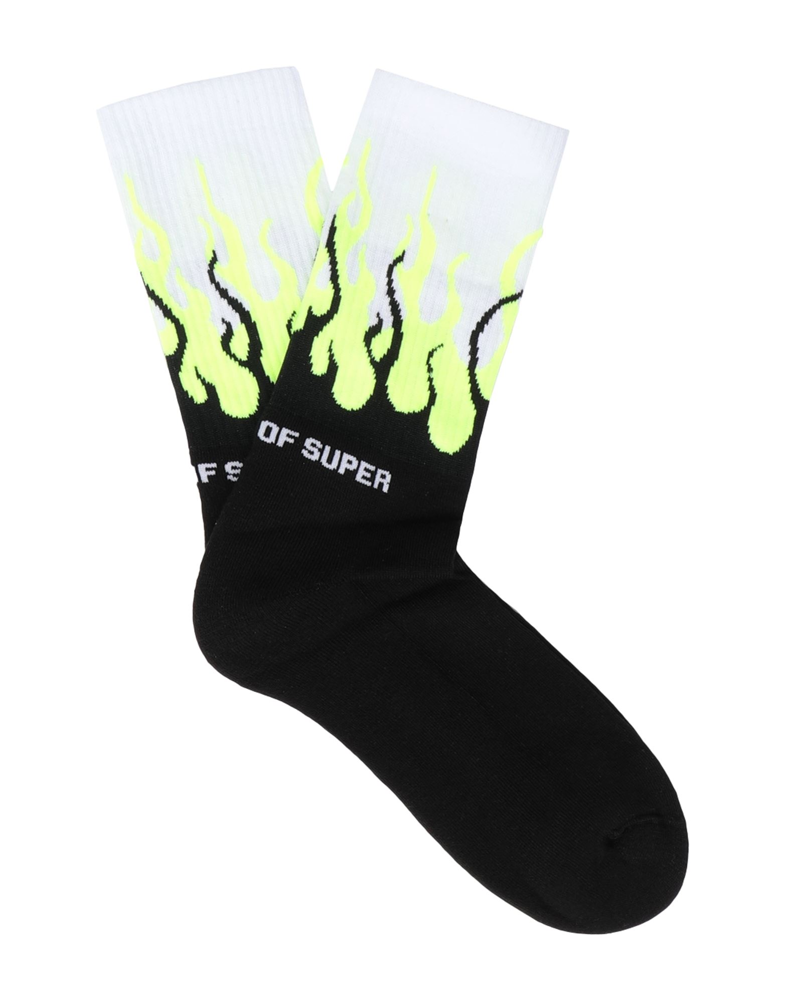Shop Vision Of Super Black Socks Yellow Fluo Flames Socks & Hosiery Black Size Onesize Cotton, Polyester,