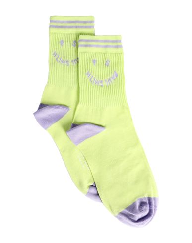 Paul Smith Women Sock Ribbed Ps Face Woman Socks & Hosiery Acid Green Size Onesize Cotton, Polyamide