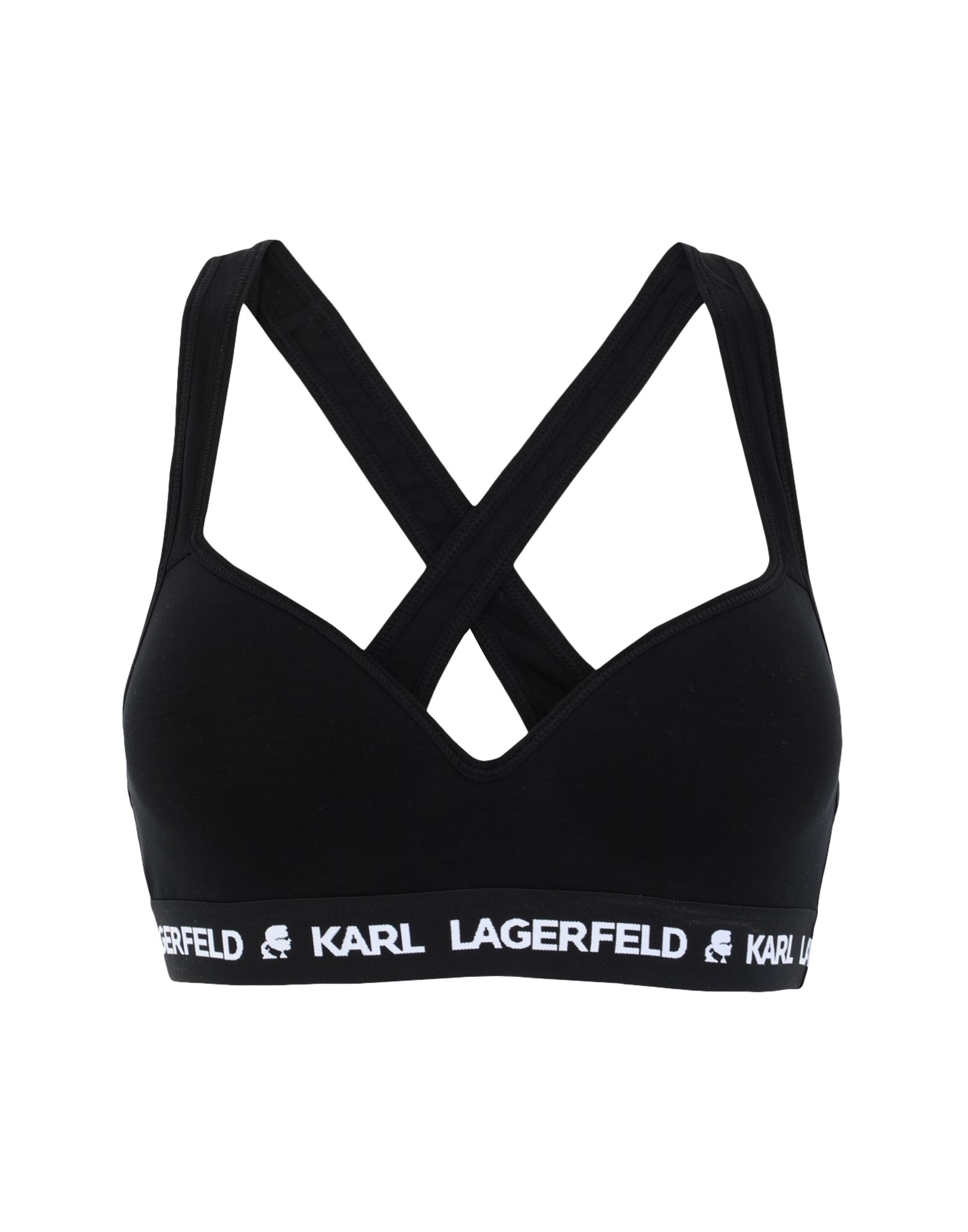 《セール開催中》KARL LAGERFELD レディース ブラジャー ブラック XS テンセル 95% / ポリウレタン 5% PADDED LOGO BRA