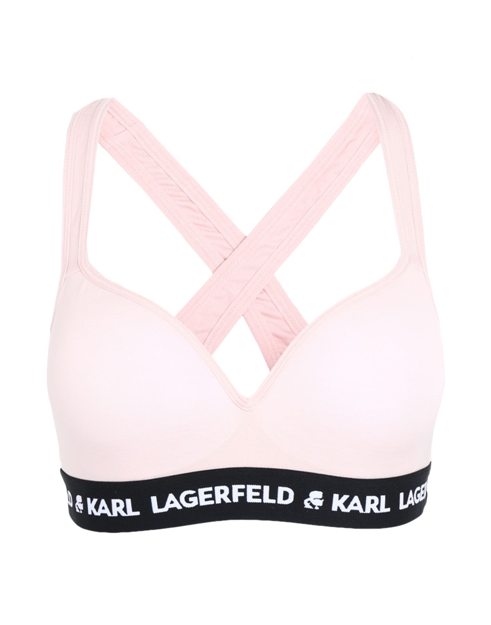 《セール開催中》KARL LAGERFELD レディース ブラジャー ピンク XS テンセル 95% / ポリウレタン 5% PADDED LOGO BRA