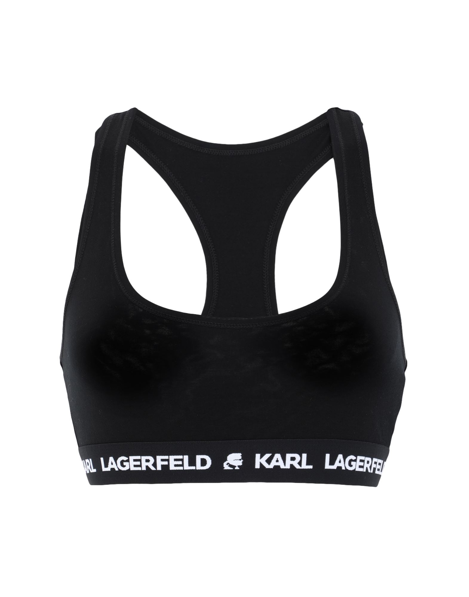 《セール開催中》KARL LAGERFELD レディース ブラジャー ブラック XS テンセル 95% / ポリウレタン 5% LOGO BRALETTE