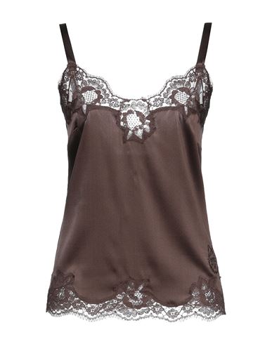 Shop Dolce & Gabbana Woman Undershirt Dark Brown Size 8 Silk, Cotton, Elastane, Polyamide, Polyester