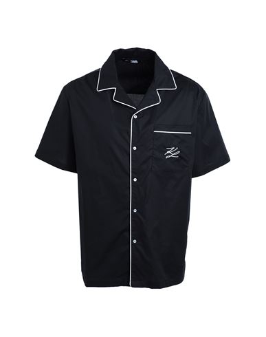 Karl Lagerfeld Pyjama Shirt Man Sleepwear Black Size M Cotton, Elastane