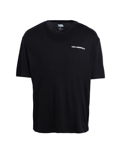Karl Lagerfeld Unisex Logo Pyjama T-shirt Man Sleepwear Black Size S Lyocell, Organic Cotton