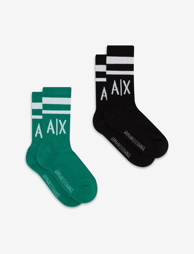 Armani Exchange Sock Verde Cotone, Poliammide, Elastan
