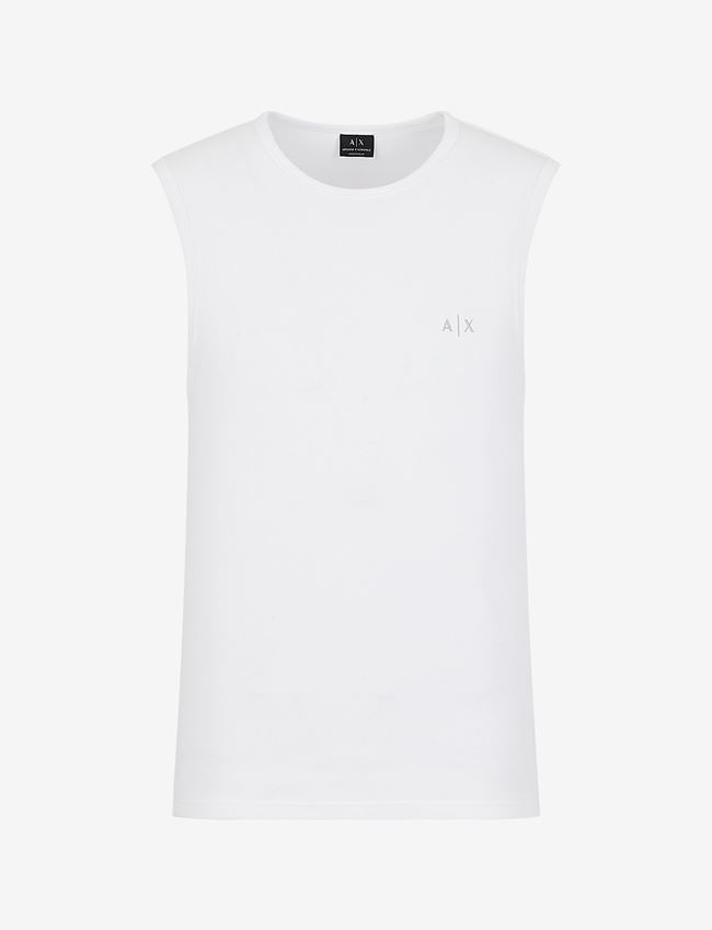 Armani Exchange Maglietta Intima Bianco Cotone, Elastan