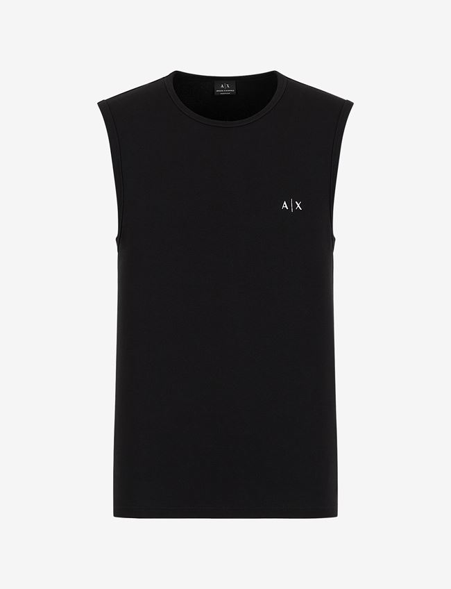 Armani Exchange Maglietta Intima Nero Cotone, Elastan